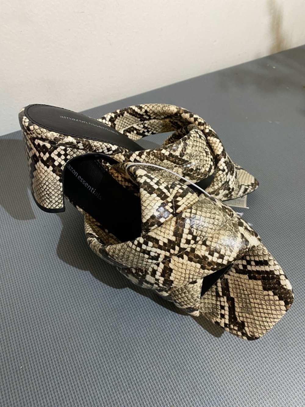 Amazon Essentials Snake-Print Crisscross Slide Mules - Black, Cream - Picture 3 of 6